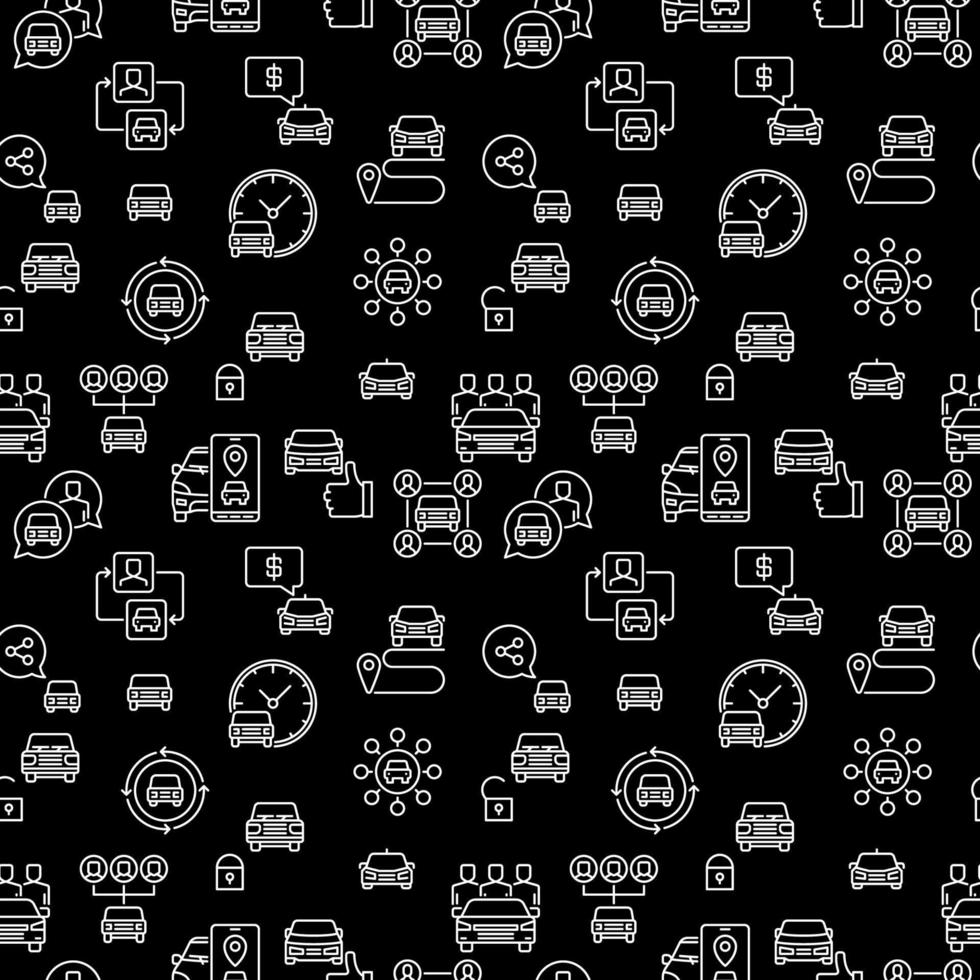 Car Sharing vector Carsharing concept line dark Seamless Pattern