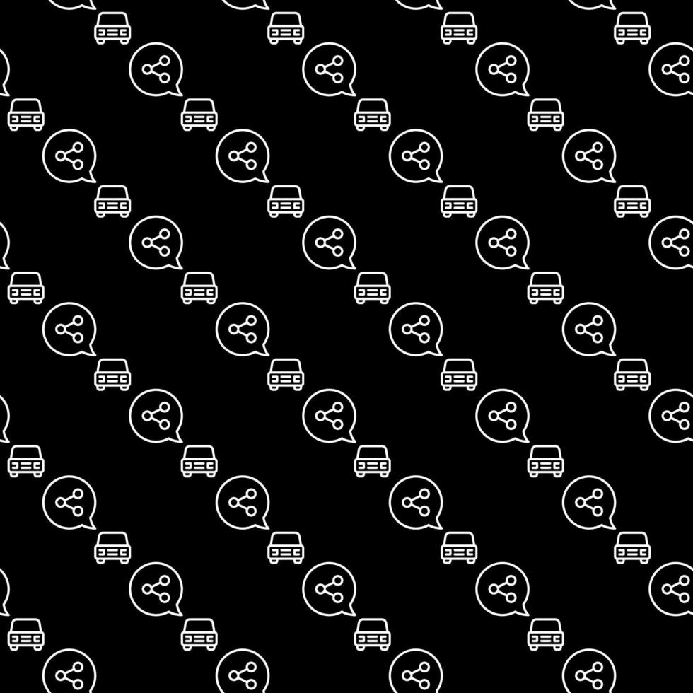 Car and Speech Bubble vector Carsharing dark linear seamless pattern