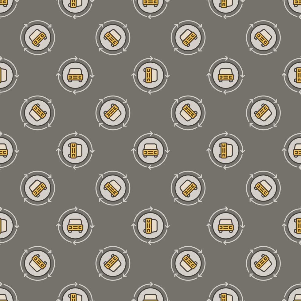 Car inside Circle with Arrows vector Car Sharing colored seamless pattern