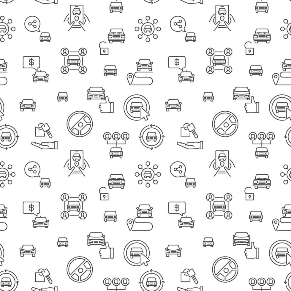 Car Sharing vector Carsharing concept outline minimal Seamless Pattern