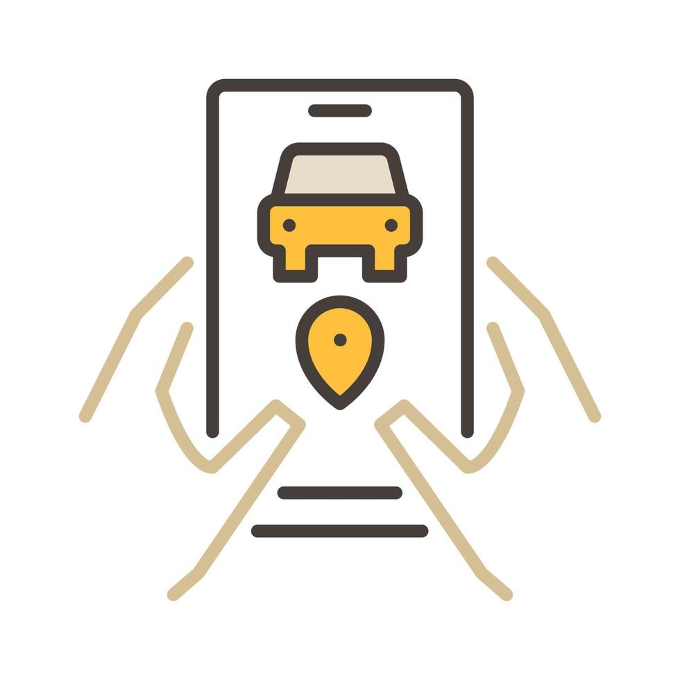 Carsharing App on Smartphone Screen vector concept colored icon