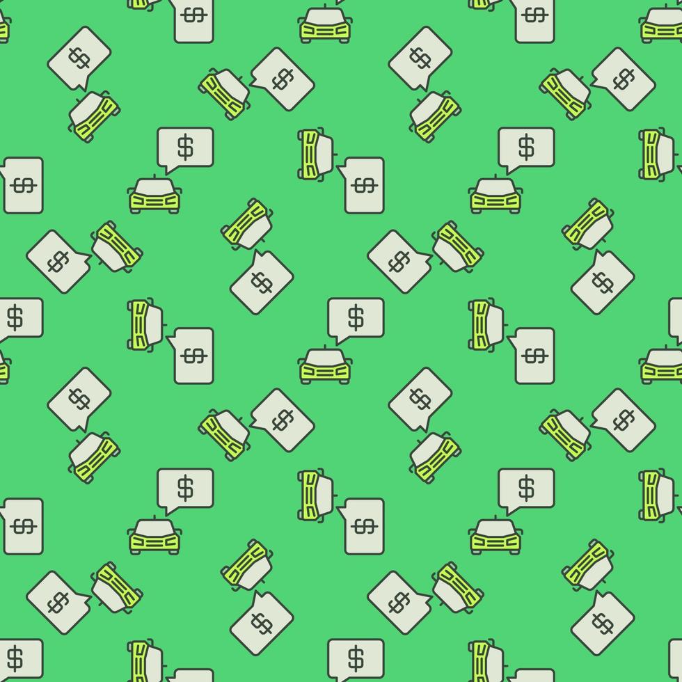 Car with Price vector concept green seamless pattern