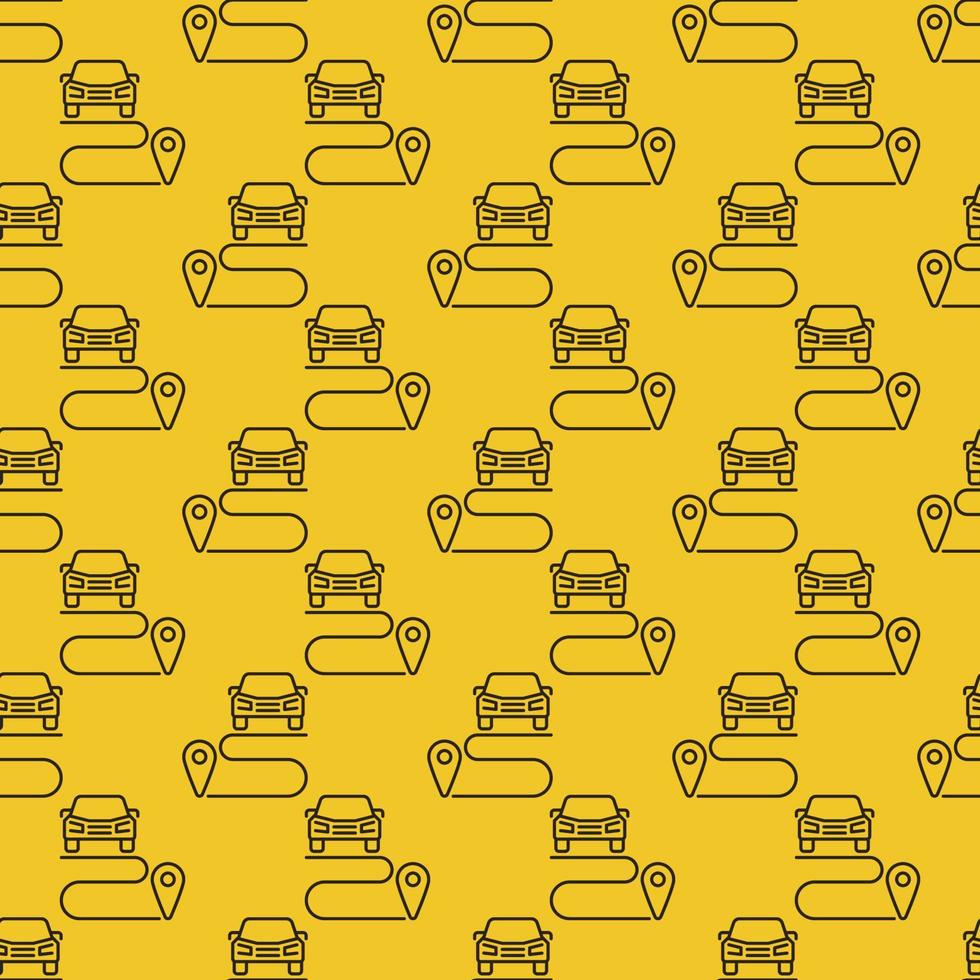 Carsharing Ride vector Route concept line yellow seamless pattern