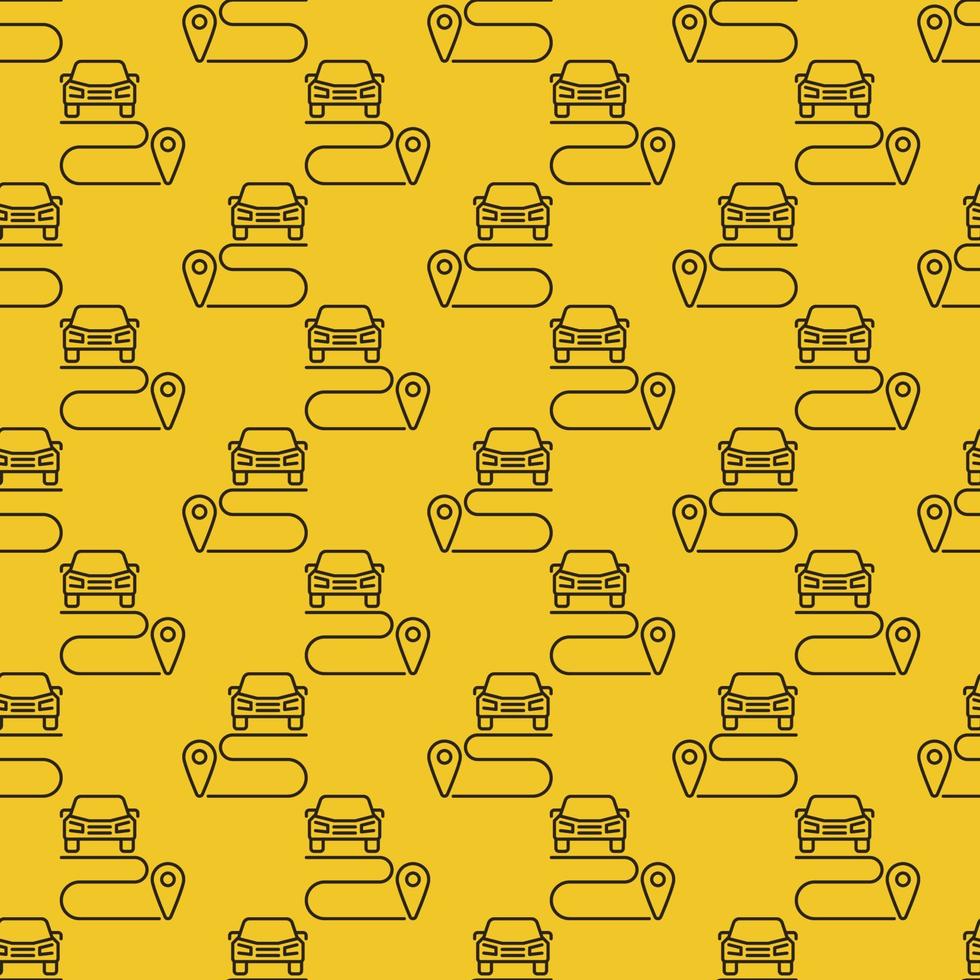 Carsharing Ride vector Route concept line yellow seamless pattern