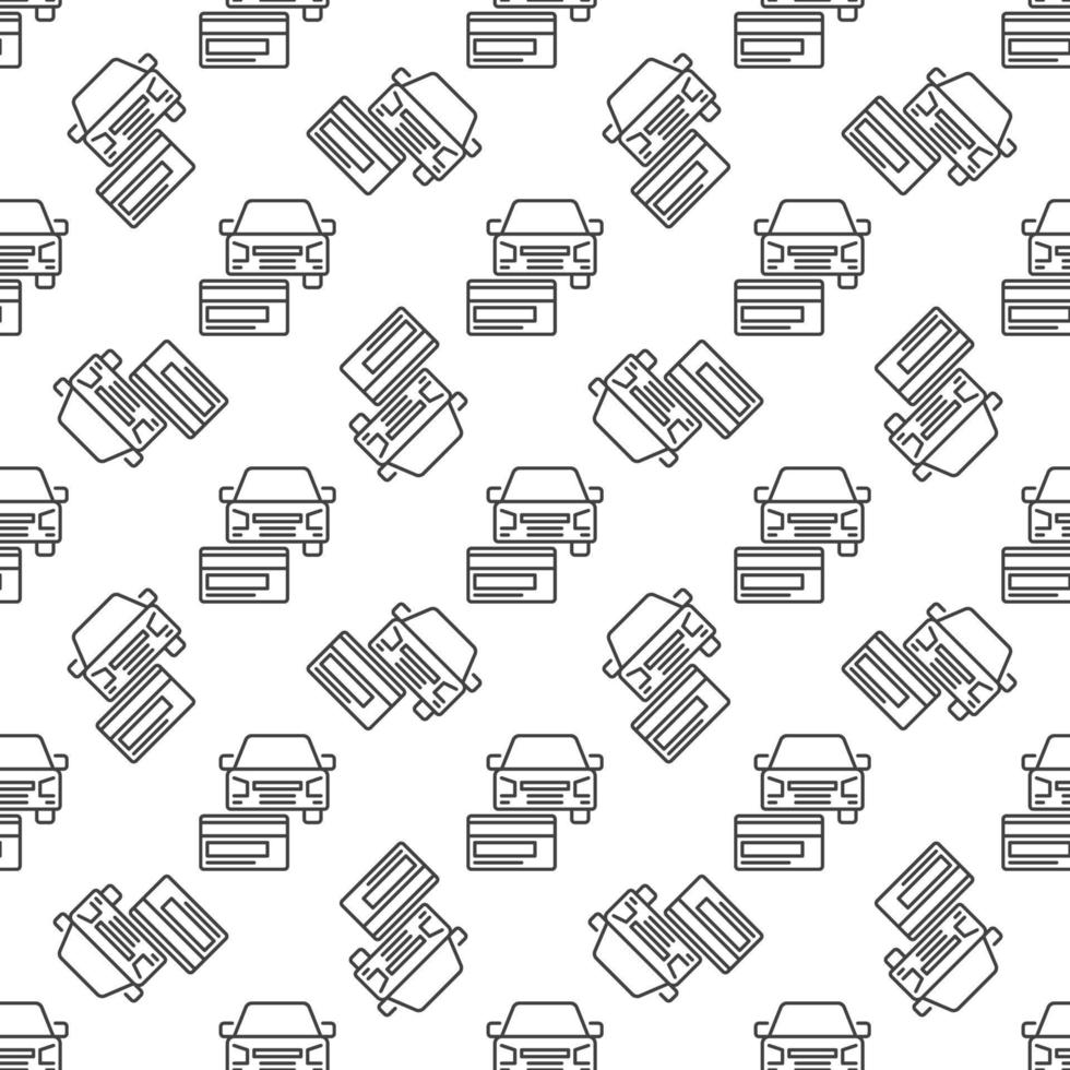 Carsharing Payment vector outline minimal seamless pattern