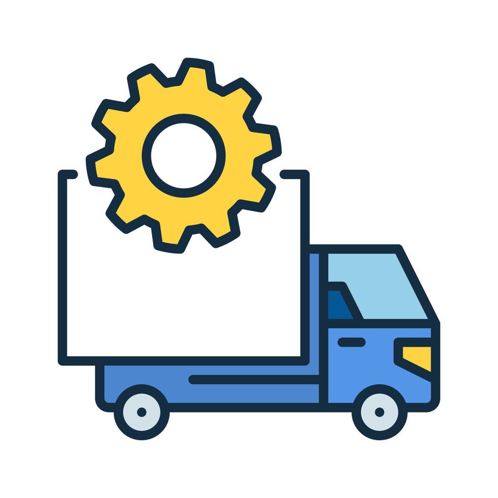 Cog Wheel and Delivery Truck vector concept colored icon