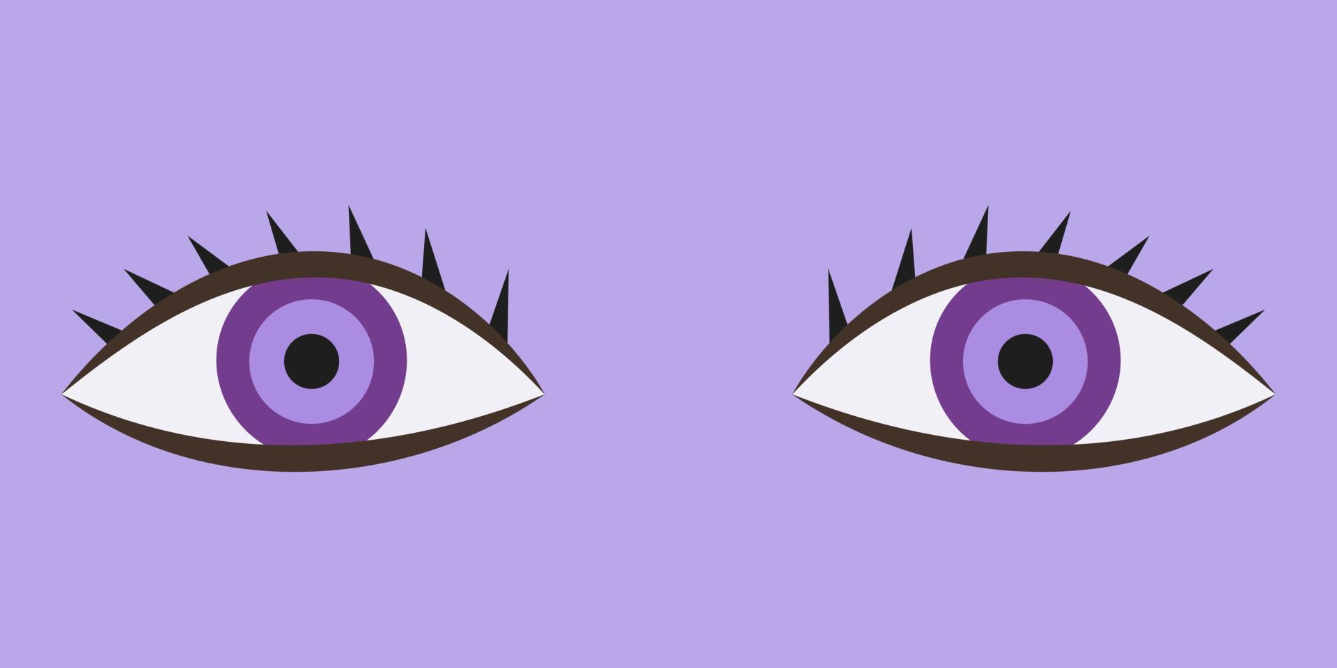 púrpura ojos en dibujos animados estilo. vector