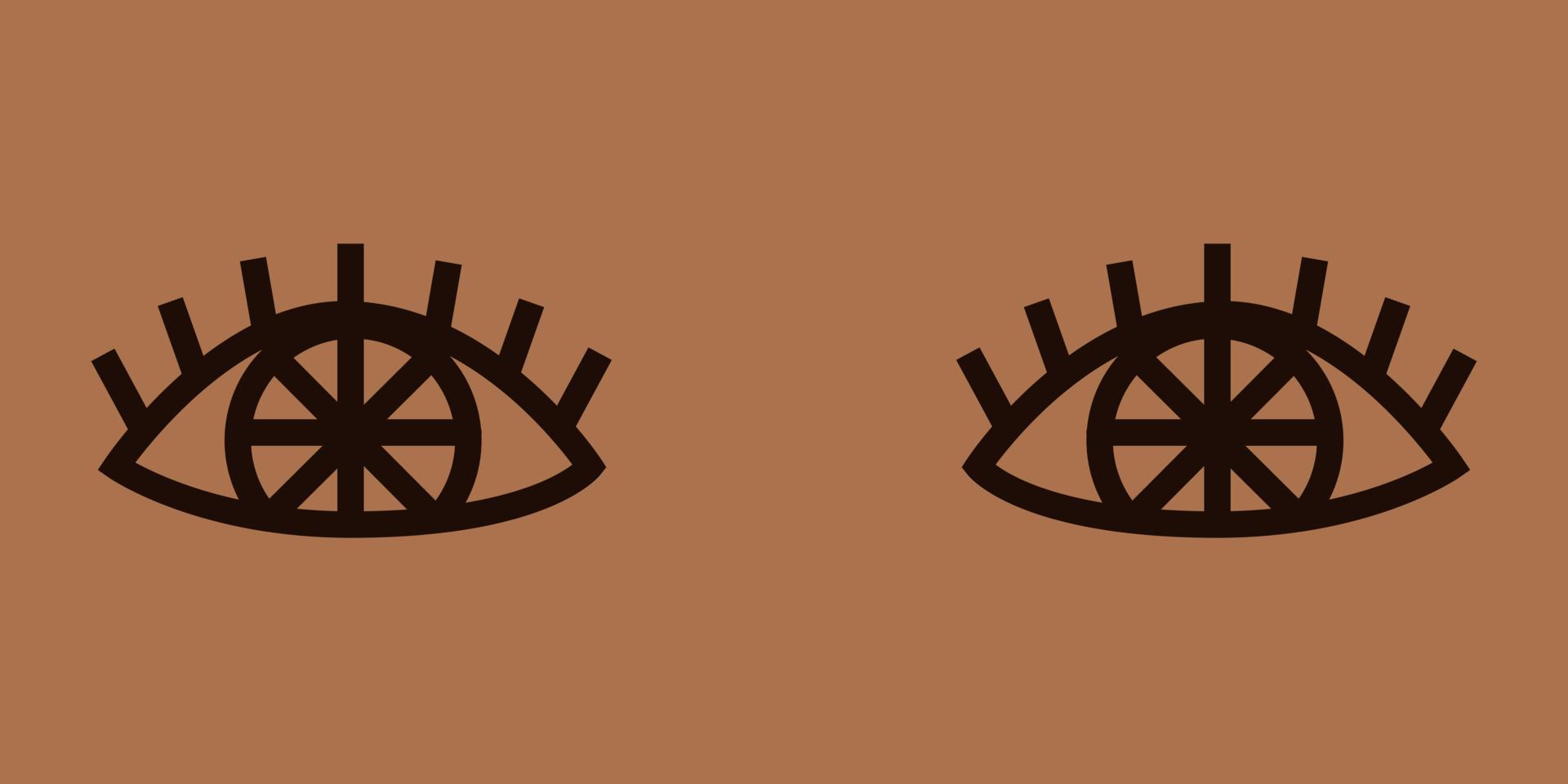 Brown eyes in outline style. vector