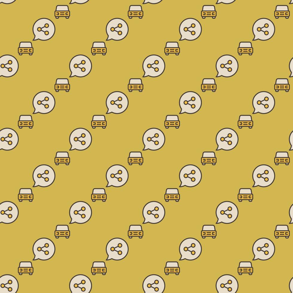 Speech Bubble and Car vector Car Sharing colored seamless pattern