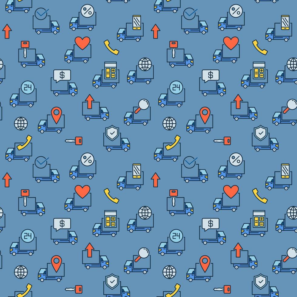 Trucks and Freight creative seamless pattern. Vector background