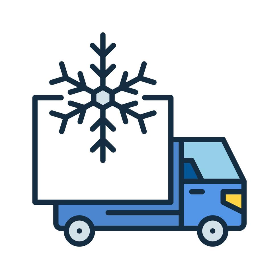 camión refrigerador y copo de nieve vector concepto de colores icono