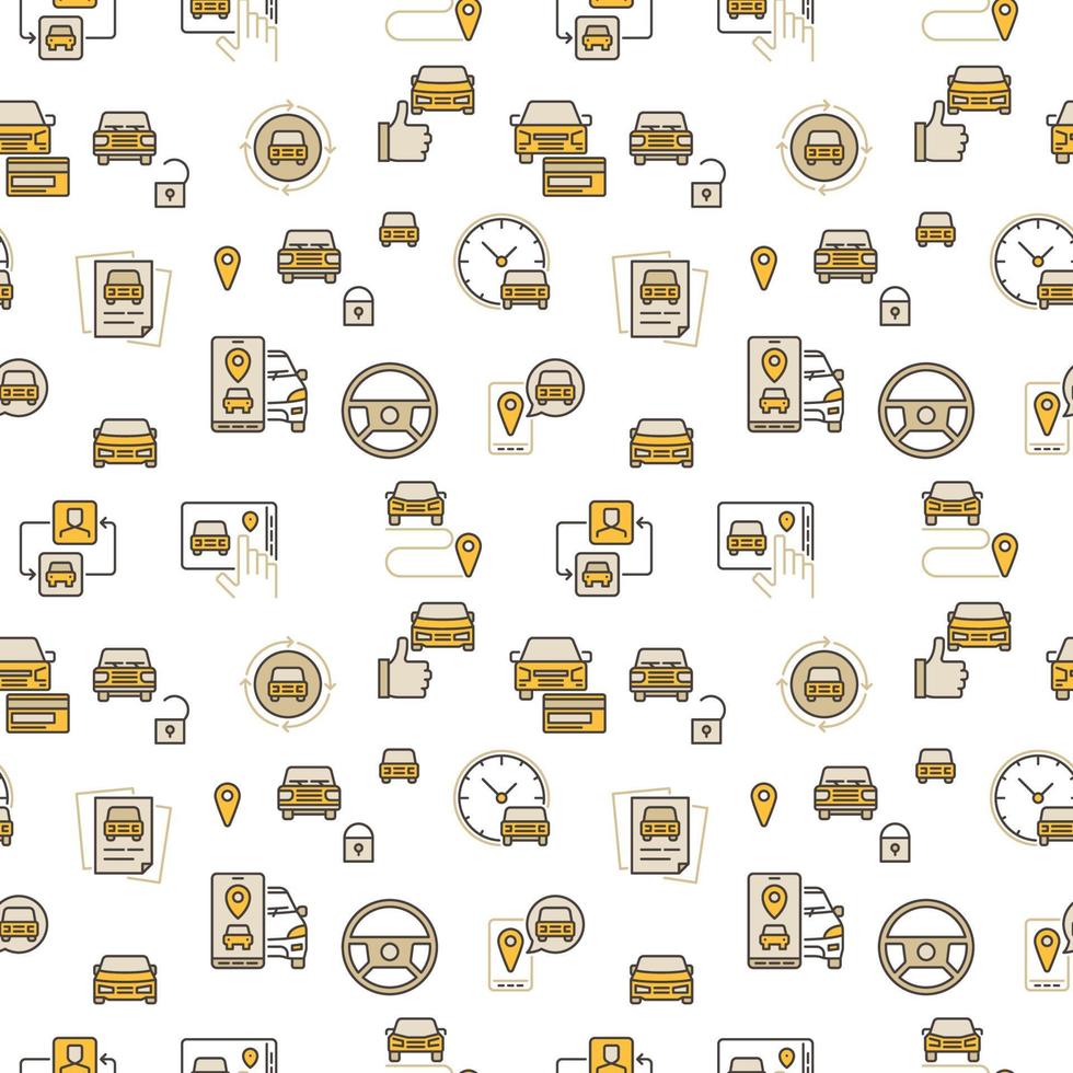 Car Sharing Seamless Background - vector Carsharing Pattern