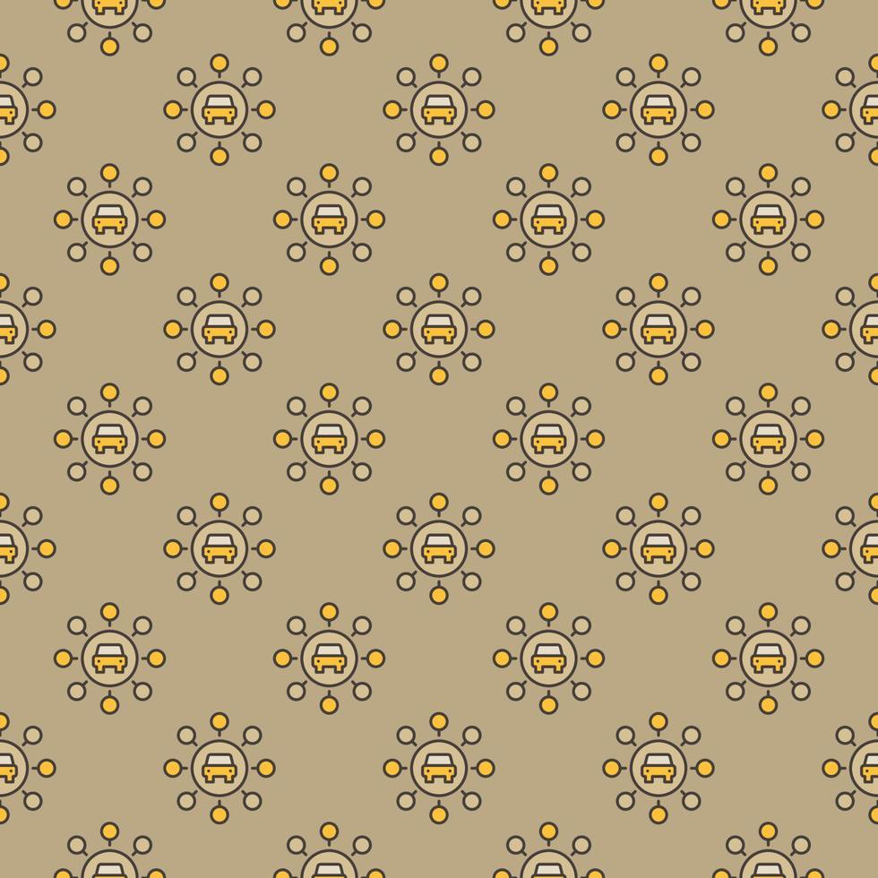 Car Sharing vector round concept colored modern seamless pattern