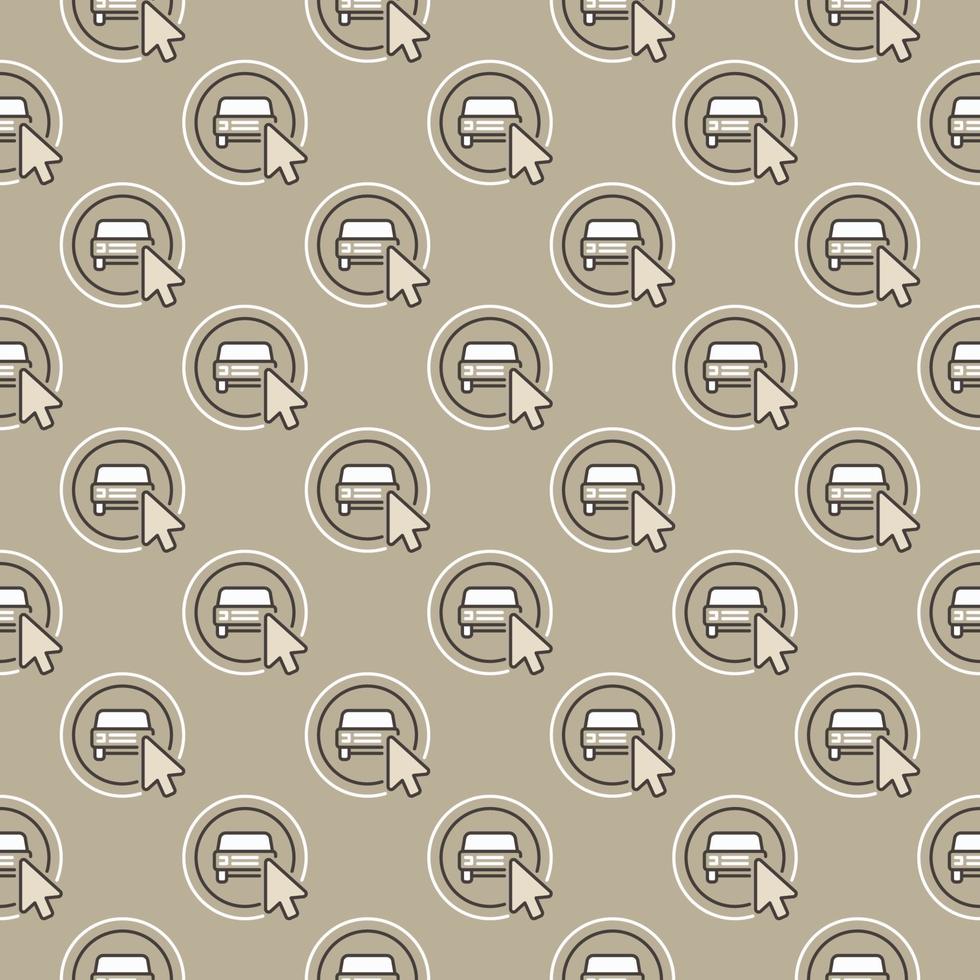 Mouse Cursor on Car Sharing App Button vector colored seamless pattern