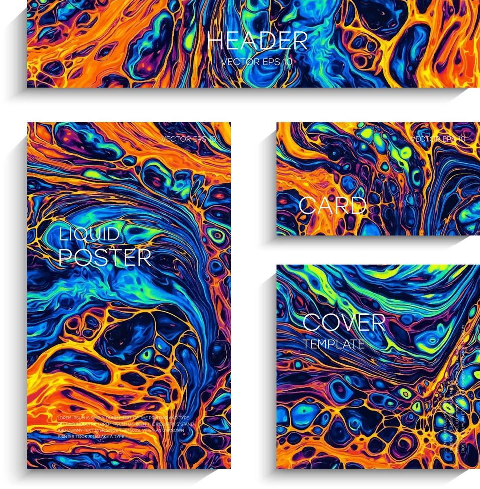 Mixture of acrylic paints. Modern artwork. Trendy design. Marble effect painting. Graphic hand drawn design for design. Contrast, liquid. vector