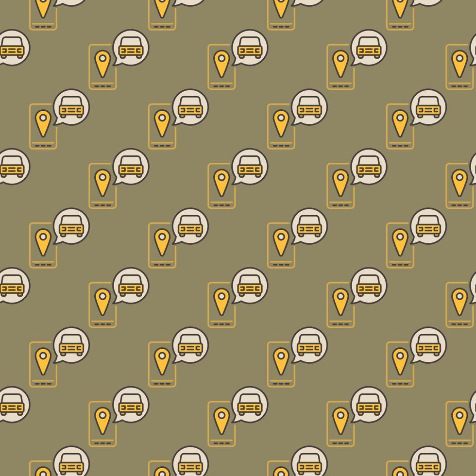 Smartphone with Carsharing App colored seamless pattern vector