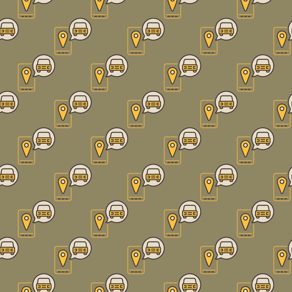 Smartphone with Carsharing App colored seamless pattern vector