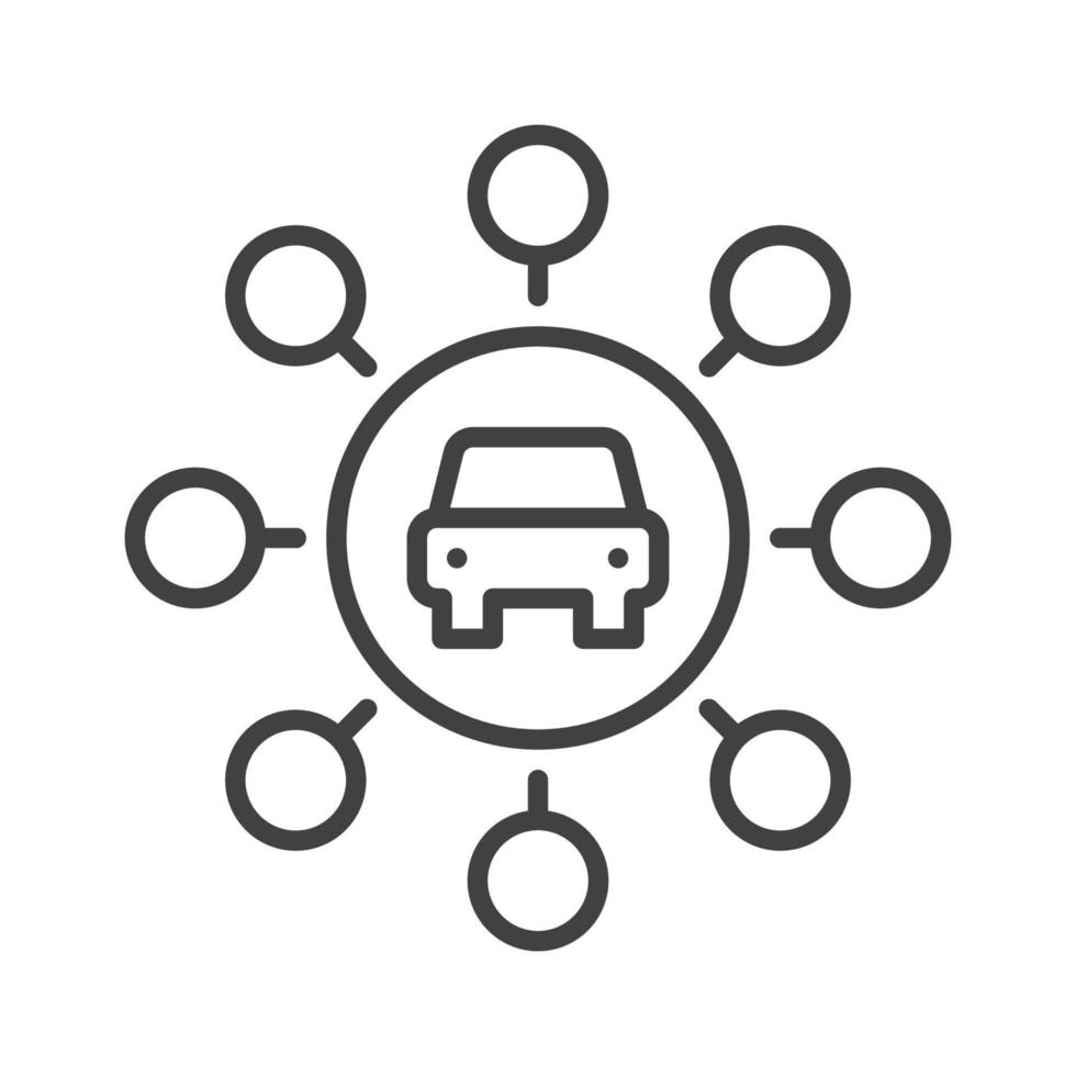 Carsharing vector round concept icon in thin line style