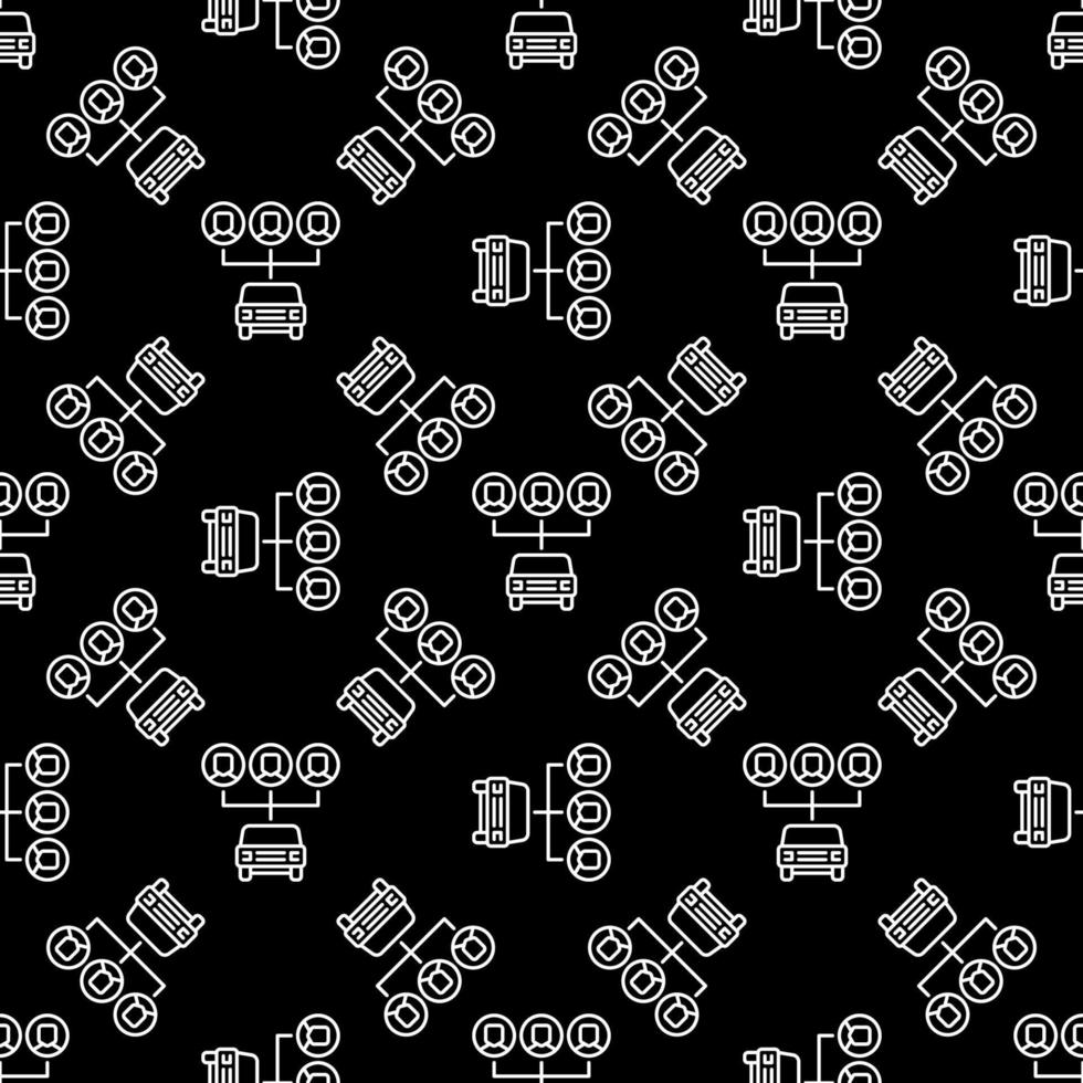 Carsharing or Car Sharing vector concept dark line seamless pattern