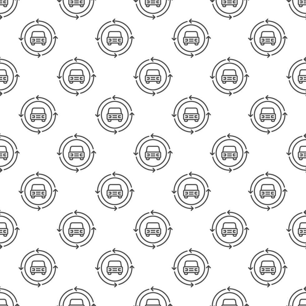 Car inside Circle with Arrows vector concept line seamless pattern