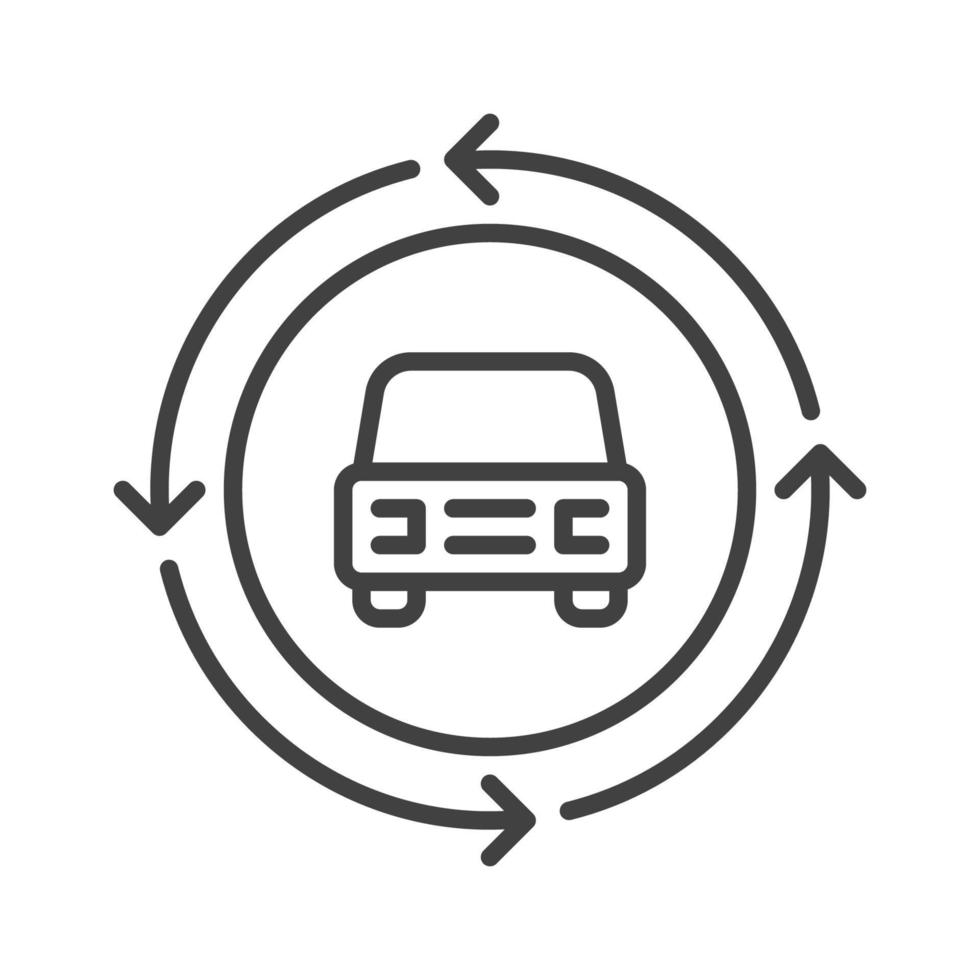 Car inside Circle with Arrows vector Carsharing concept thin line icon