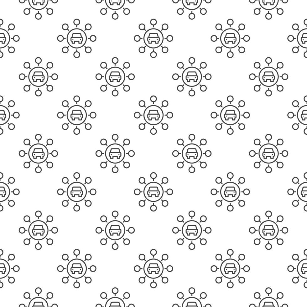 Carsharing vector round concept linear seamless pattern