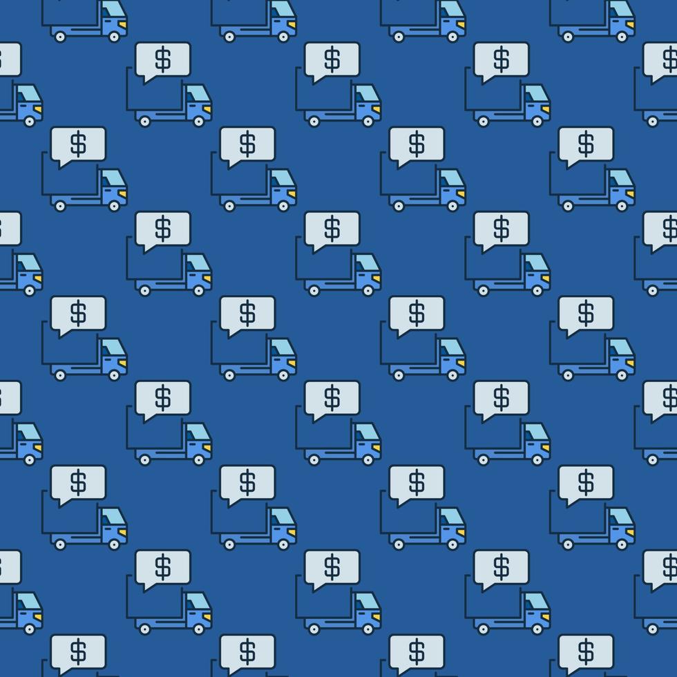 Delivery Truck with Price vector colored seamless pattern