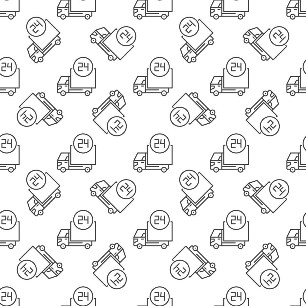 Round the Clock Truck Delivery vector concept line seamless pattern