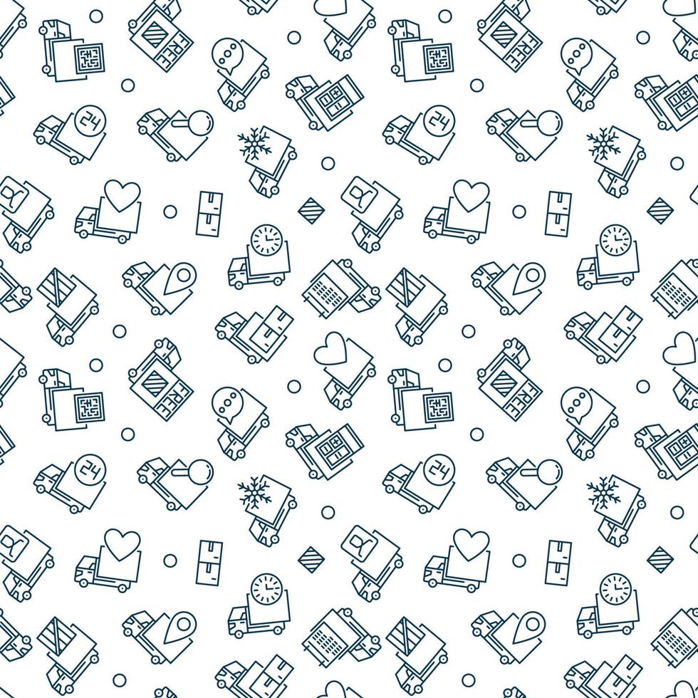 Truck outline seamless pattern - Delivery Trucks vector line background