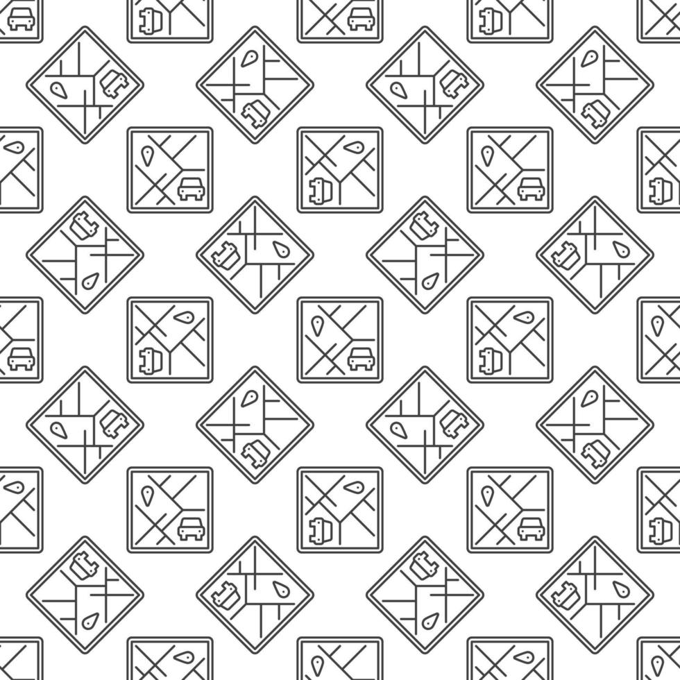 Car Sharing Map App vector concept line seamless pattern