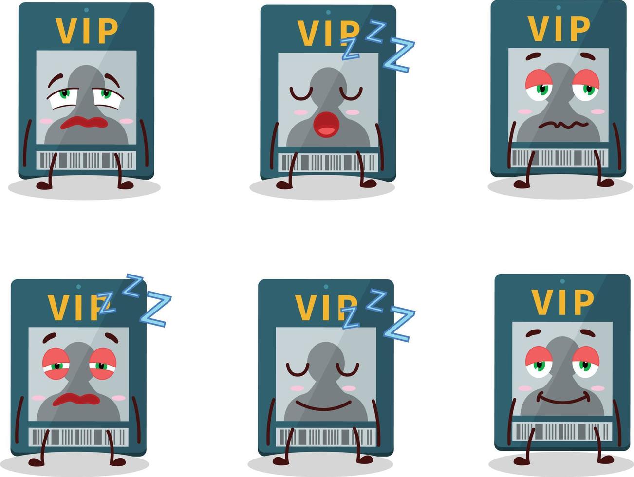 dibujos animados personaje de VIP tarjeta con soñoliento expresión vector