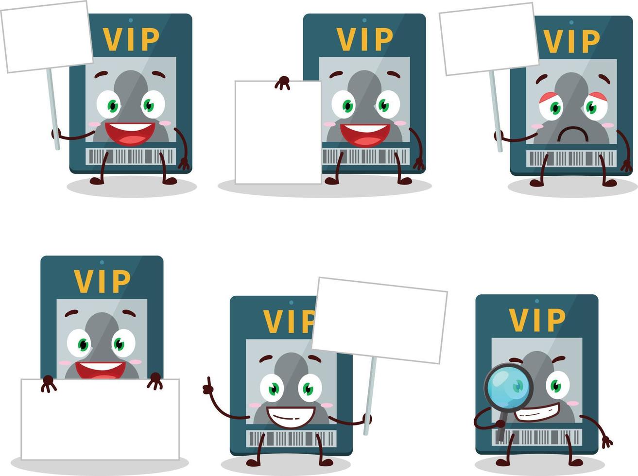 Vip card cartoon character bring information board vector