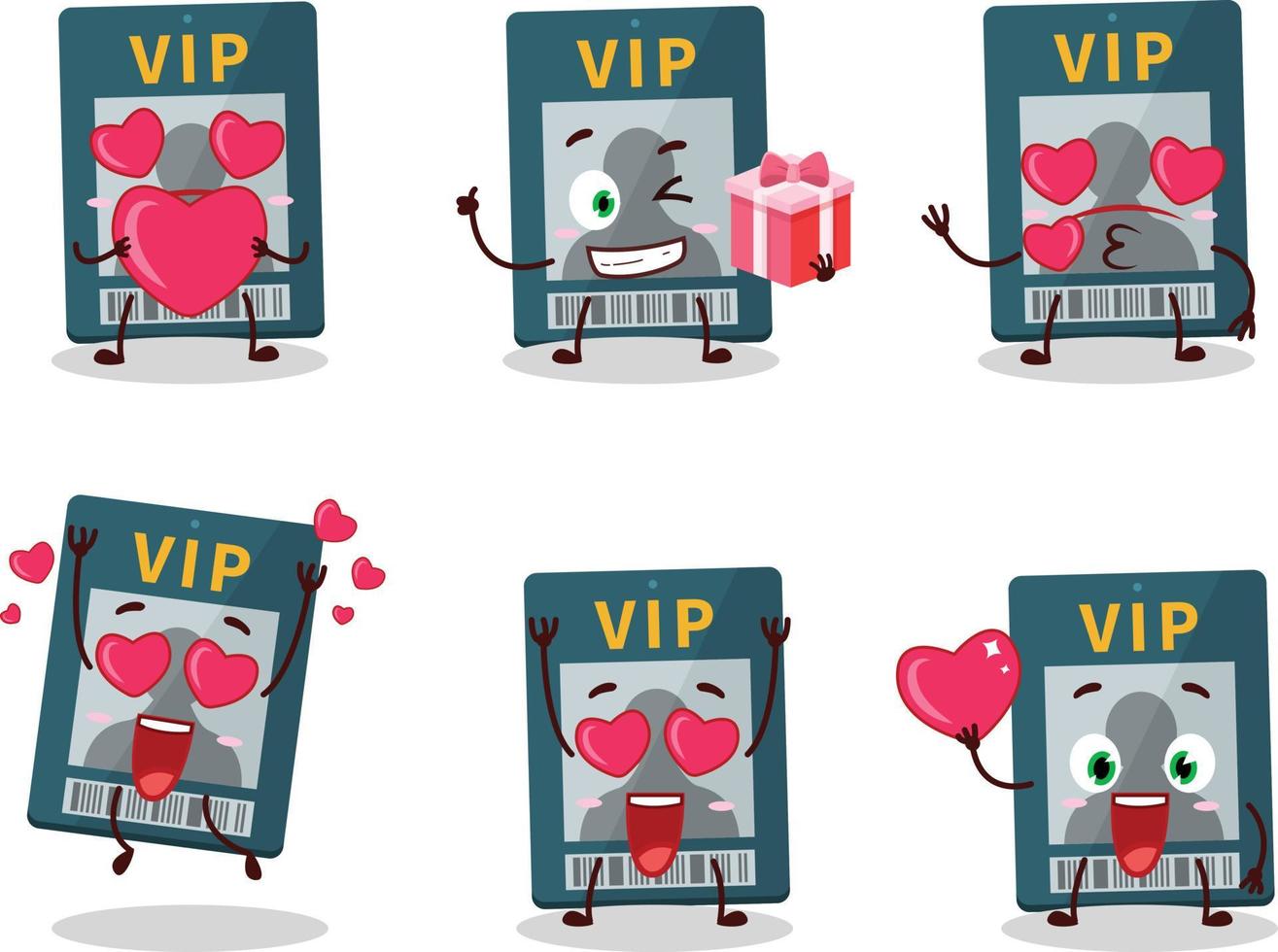 Vip card cartoon character with love cute emoticon vector