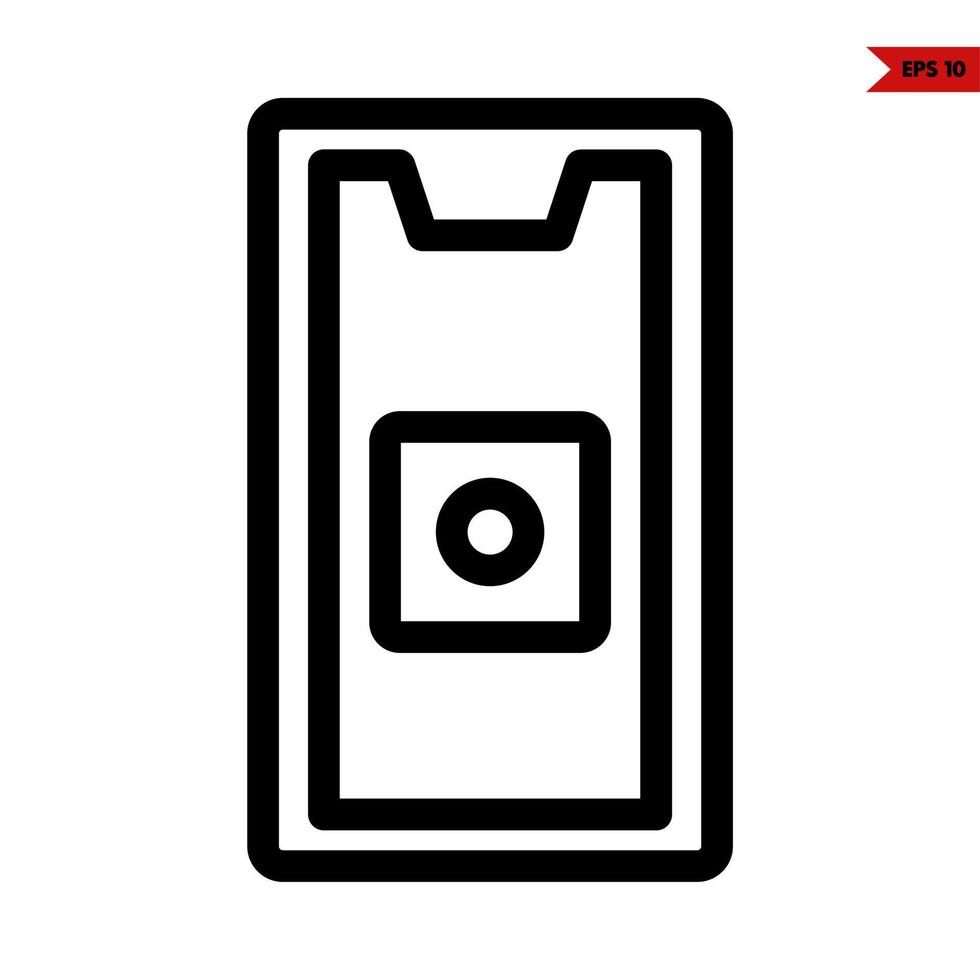 camera in screen mobile phone line icon vector