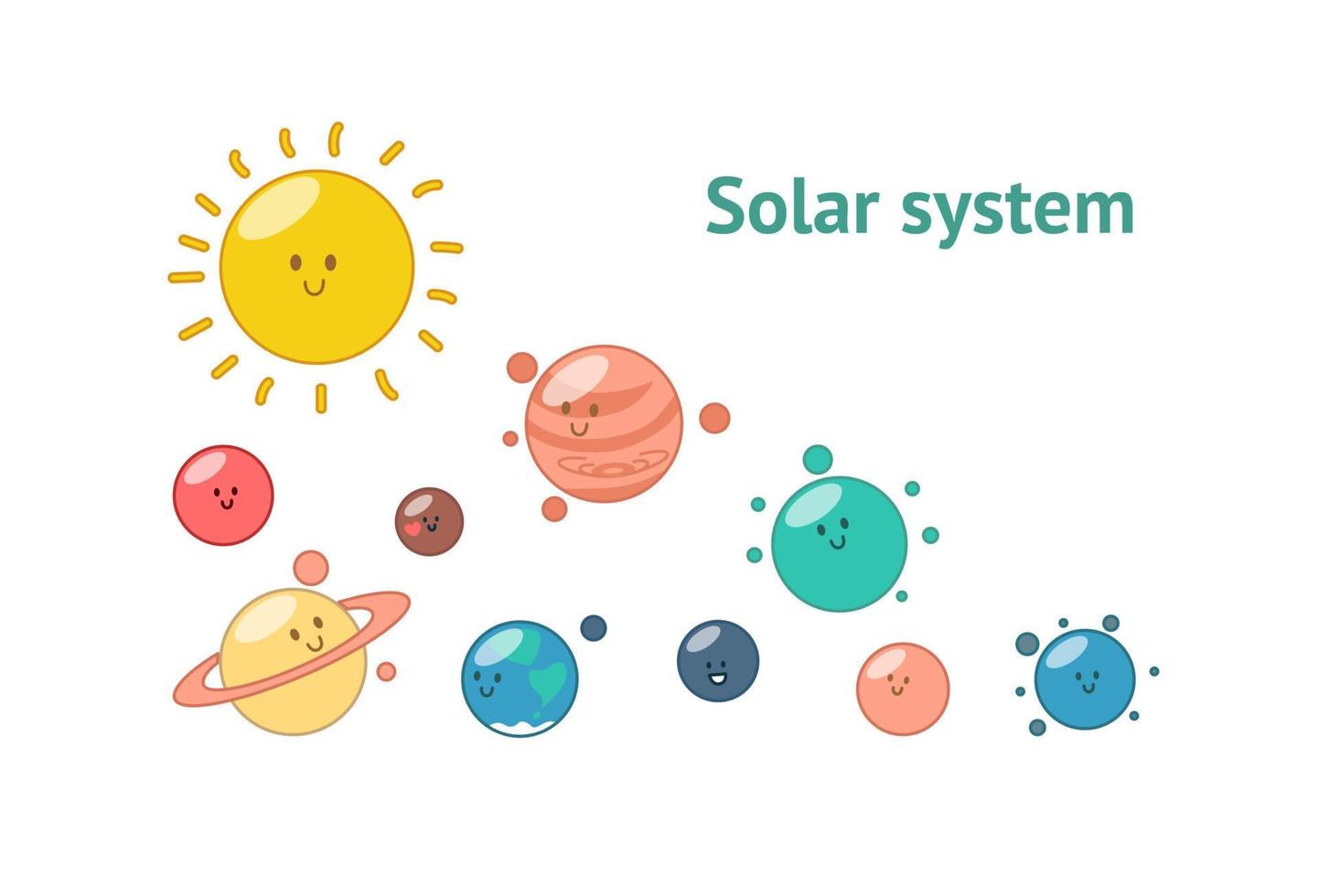 Solar system planets and the Sun. Vector illustration