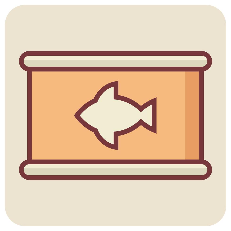 Filled color outline icon for fish food. vector