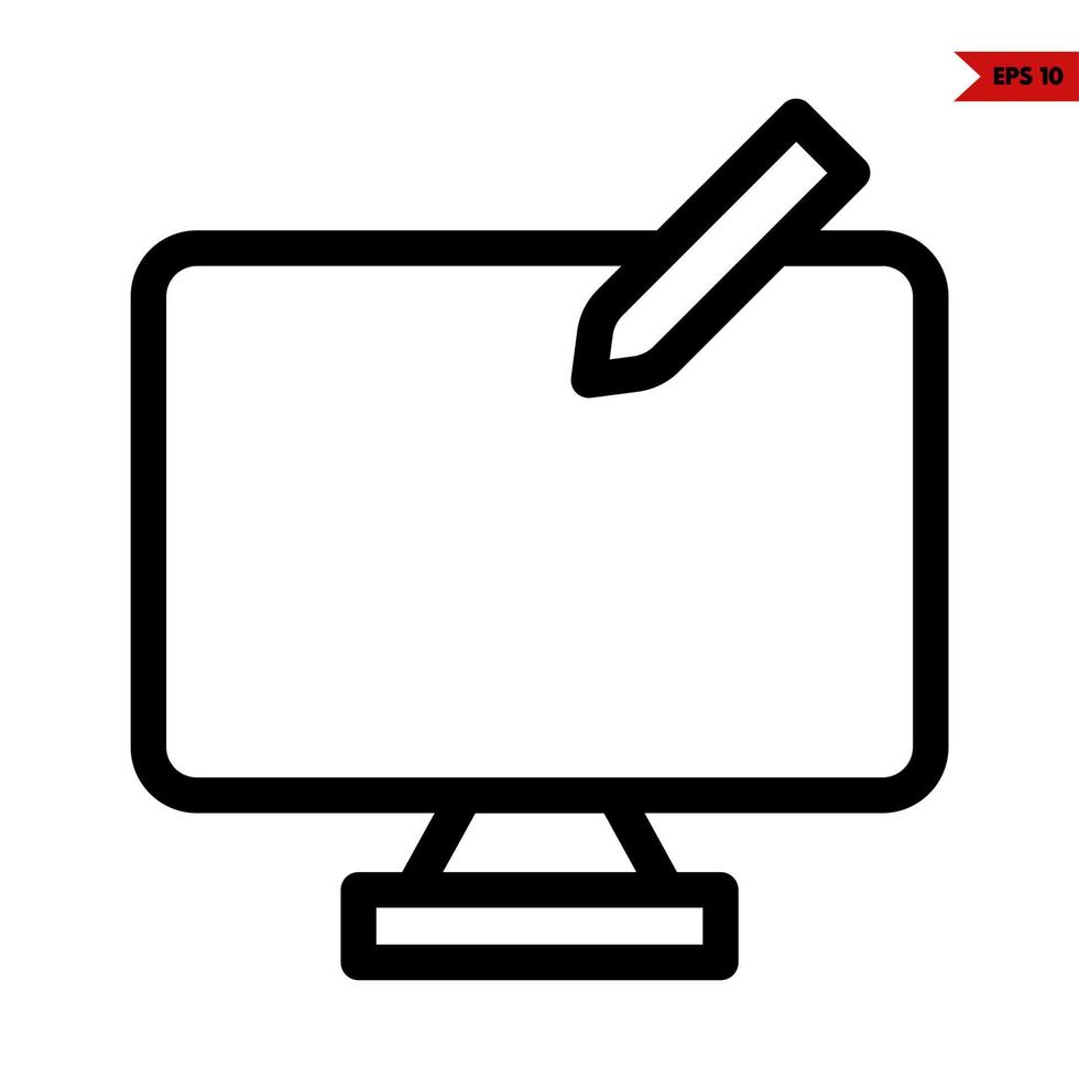 pen with computer line icon vector
