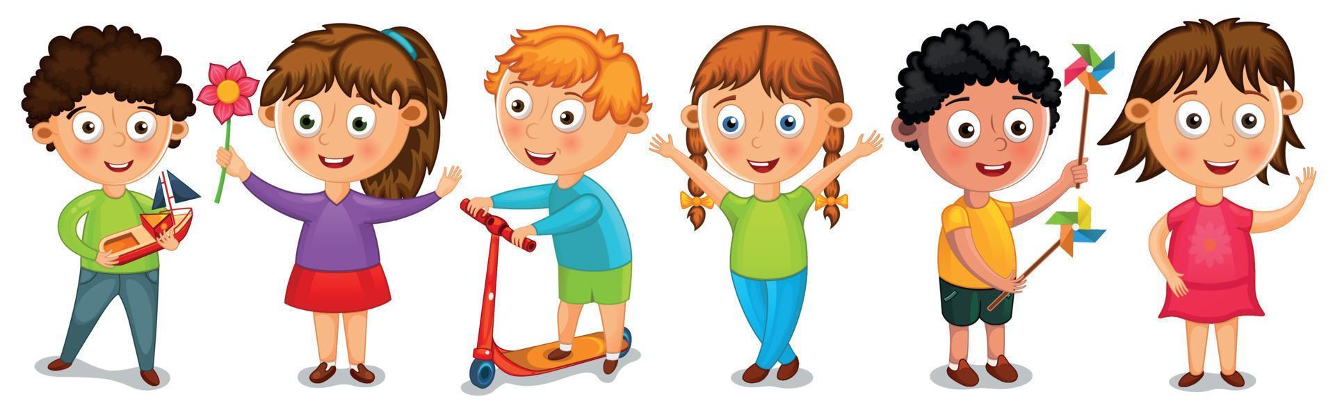 Funny cartoon kids isolated vector illustration