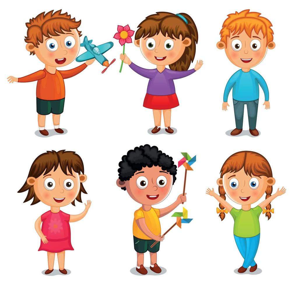 Group of happy kids cartoon vector illustration
