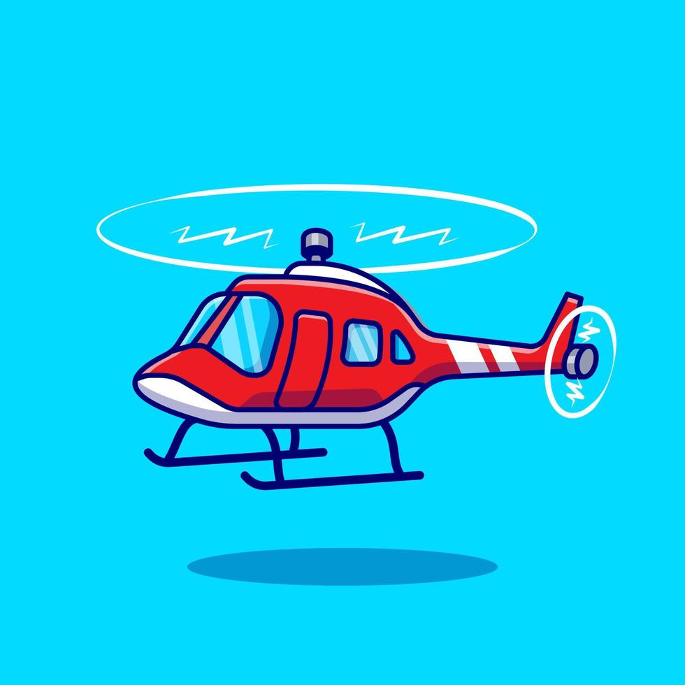 Helicopter Cartoon Vector Icon Illustration Air Transportation Icon Concept Isolated Premium Vector. Flat Cartoon Style