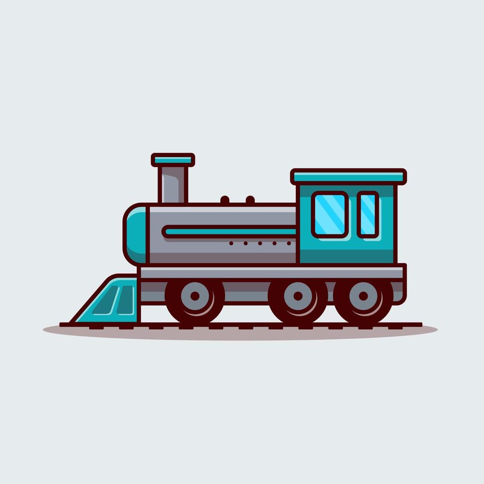 Train Cartoon Vector Icon Illustration. Public Transportation Icon Concept Isolated Premium Vector. Flat Cartoon Style