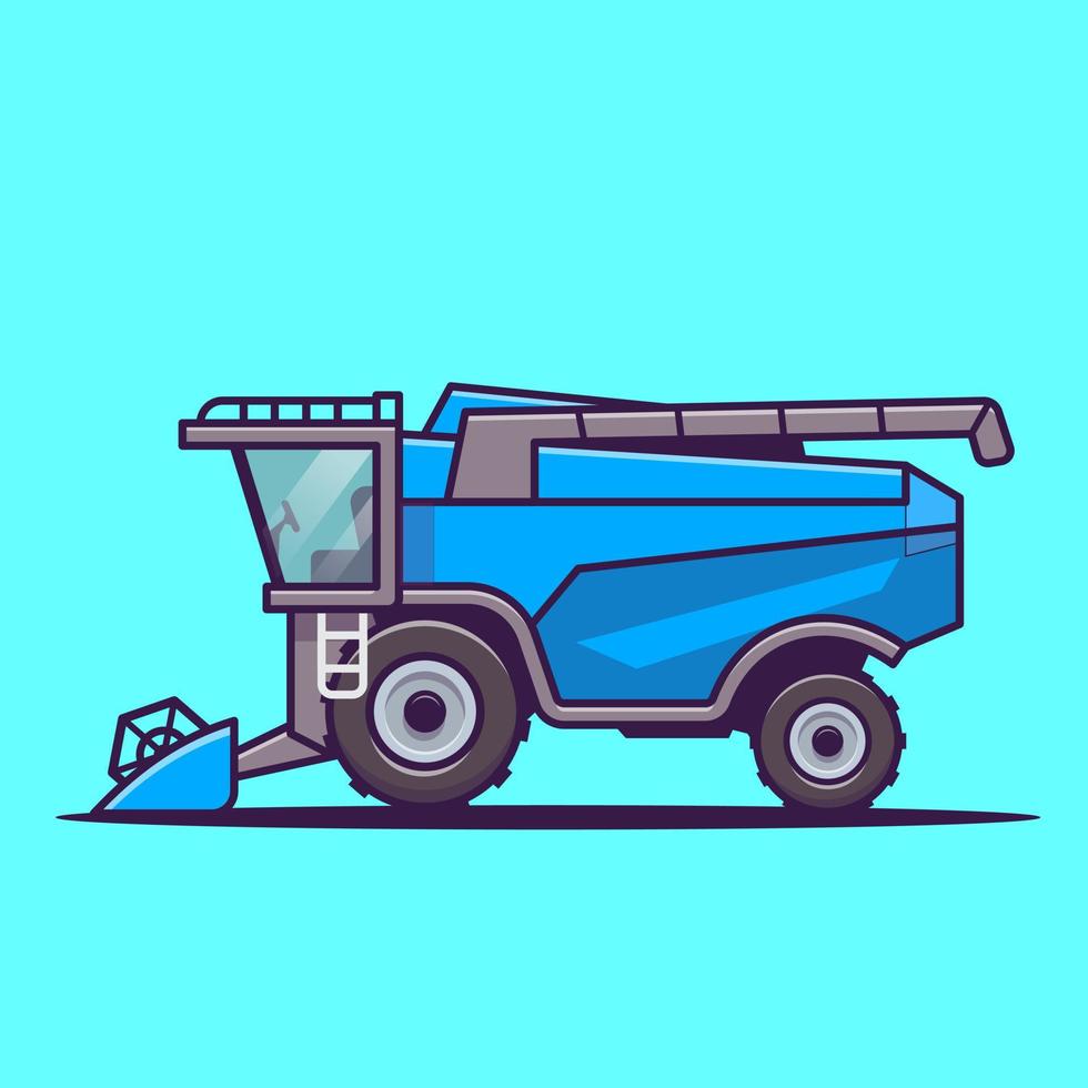 Tractor Farm Cartoon Vector Icon Illustration. Farm Transportation Icon Concept Isolated Premium Vector. Flat Cartoon Style