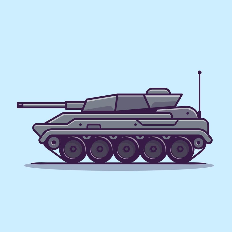 Tank Vehicle Cartoon Vector Icon Illustration. Military Transportation Icon Concept Isolated Premium Vector. Flat Cartoon Style