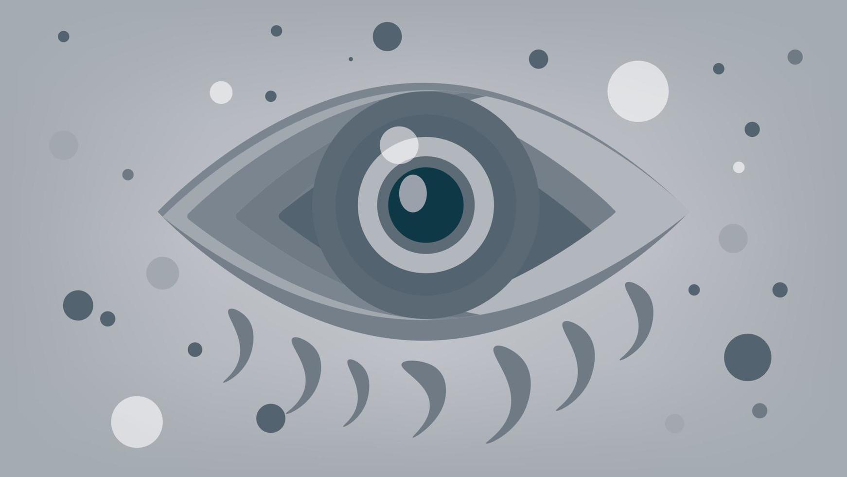 Monochrome eye ball with bubbles vector illustration