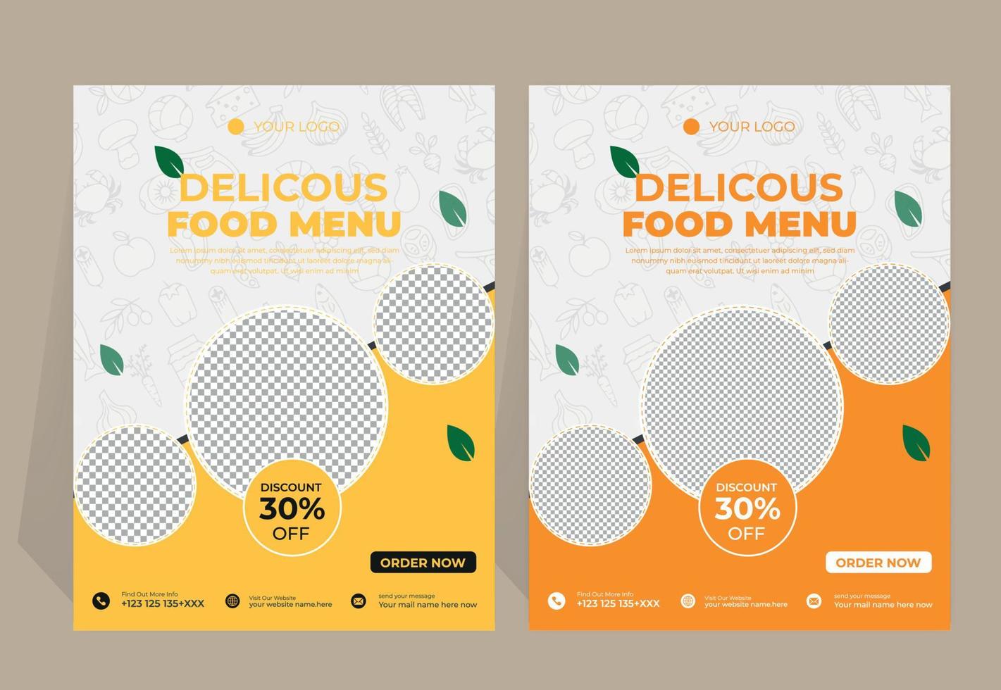 Fast Food Flyer Design Template cooking, cafe and restaurant menu, food ordering, junk food. Vector illustration for banner, poster, flyer, cover, menu, brochure