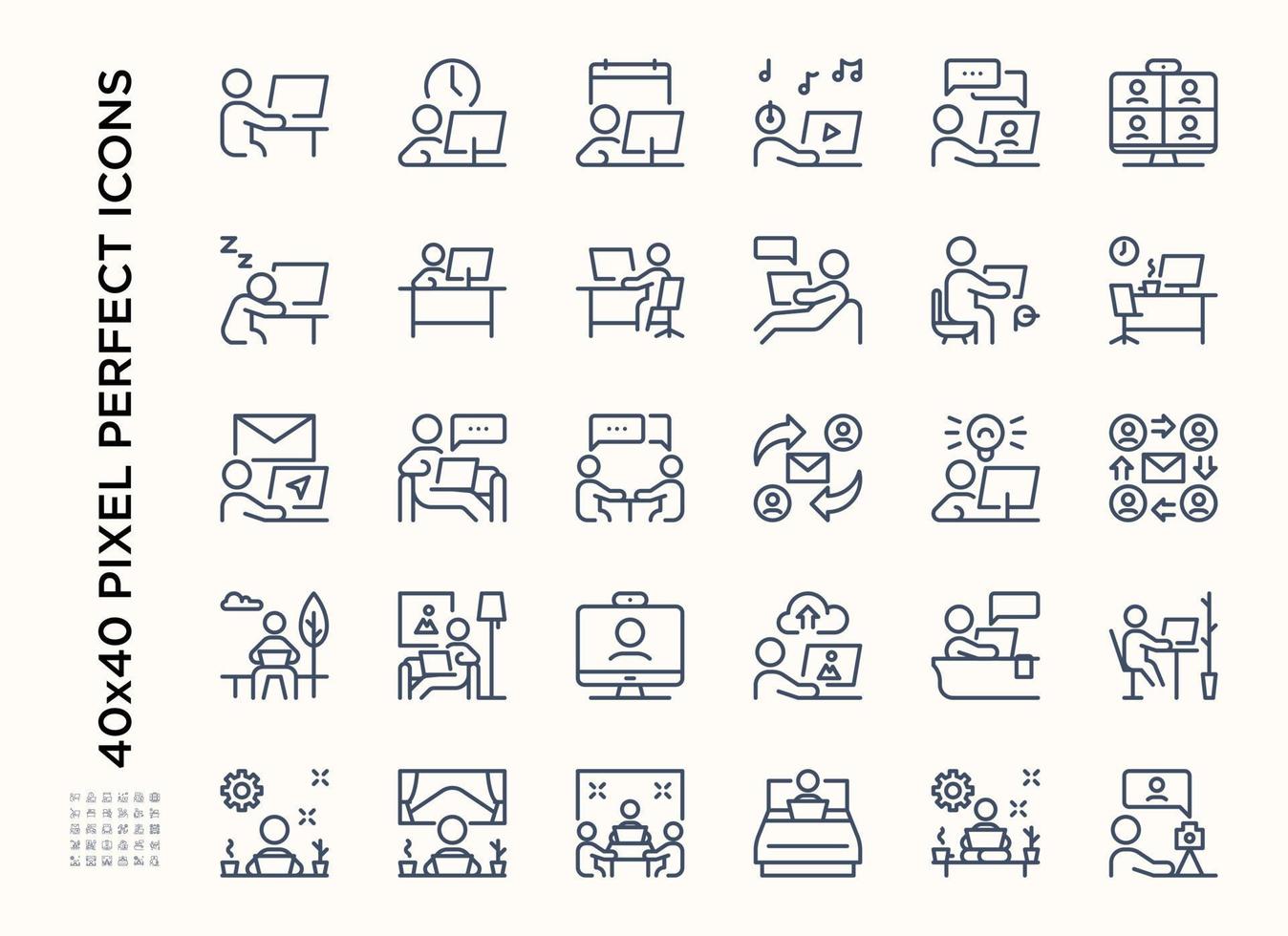 Simple set of Freelance and Work at home. Contains such Icons as Remote work, Colleague, Work at park. Editable stroke vector