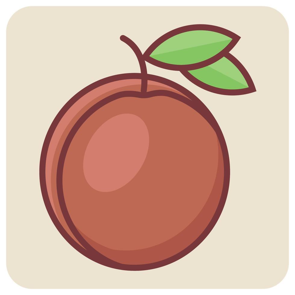 Filled color outline icon for plum. vector