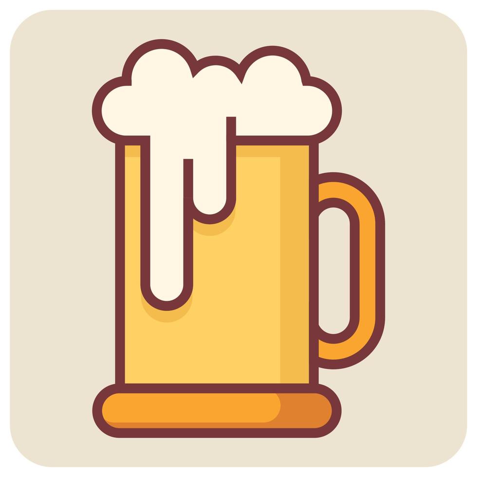 lleno color contorno icono para cerveza taza. vector