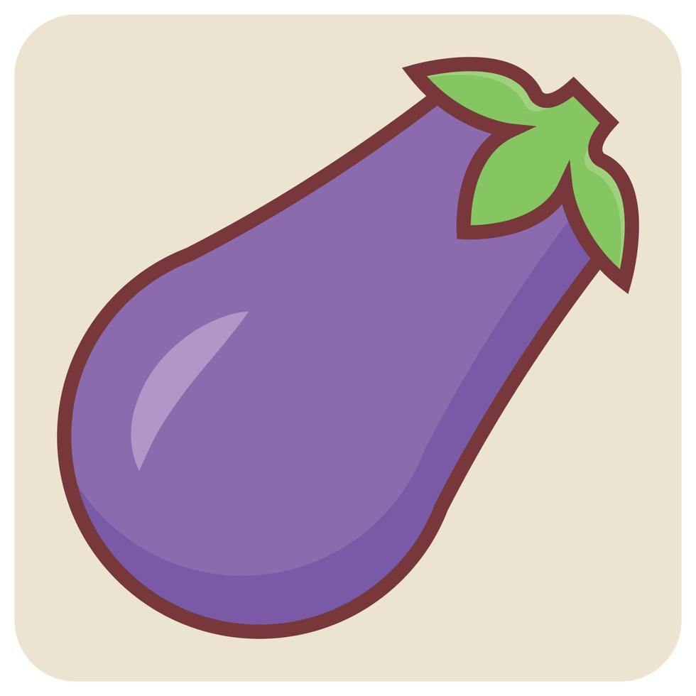 Filled color outline icon for eggplant. vector