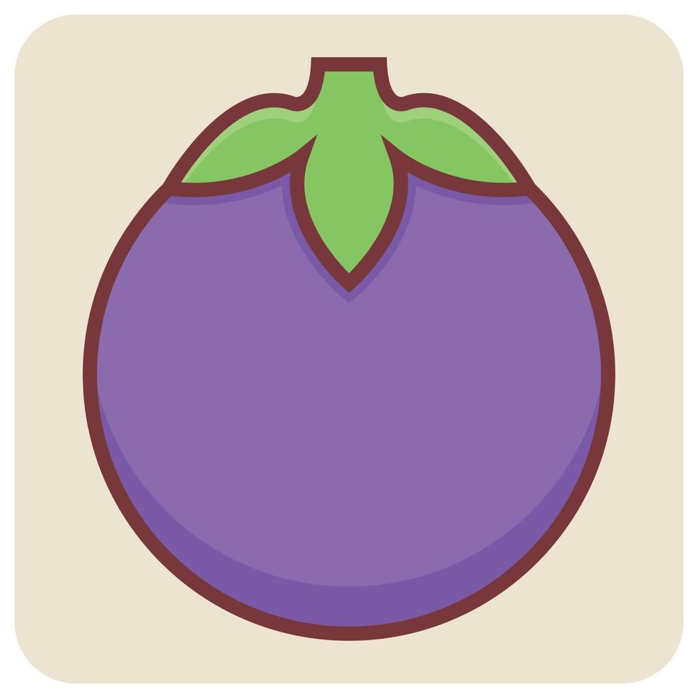 Filled color outline icon for brinjal. vector
